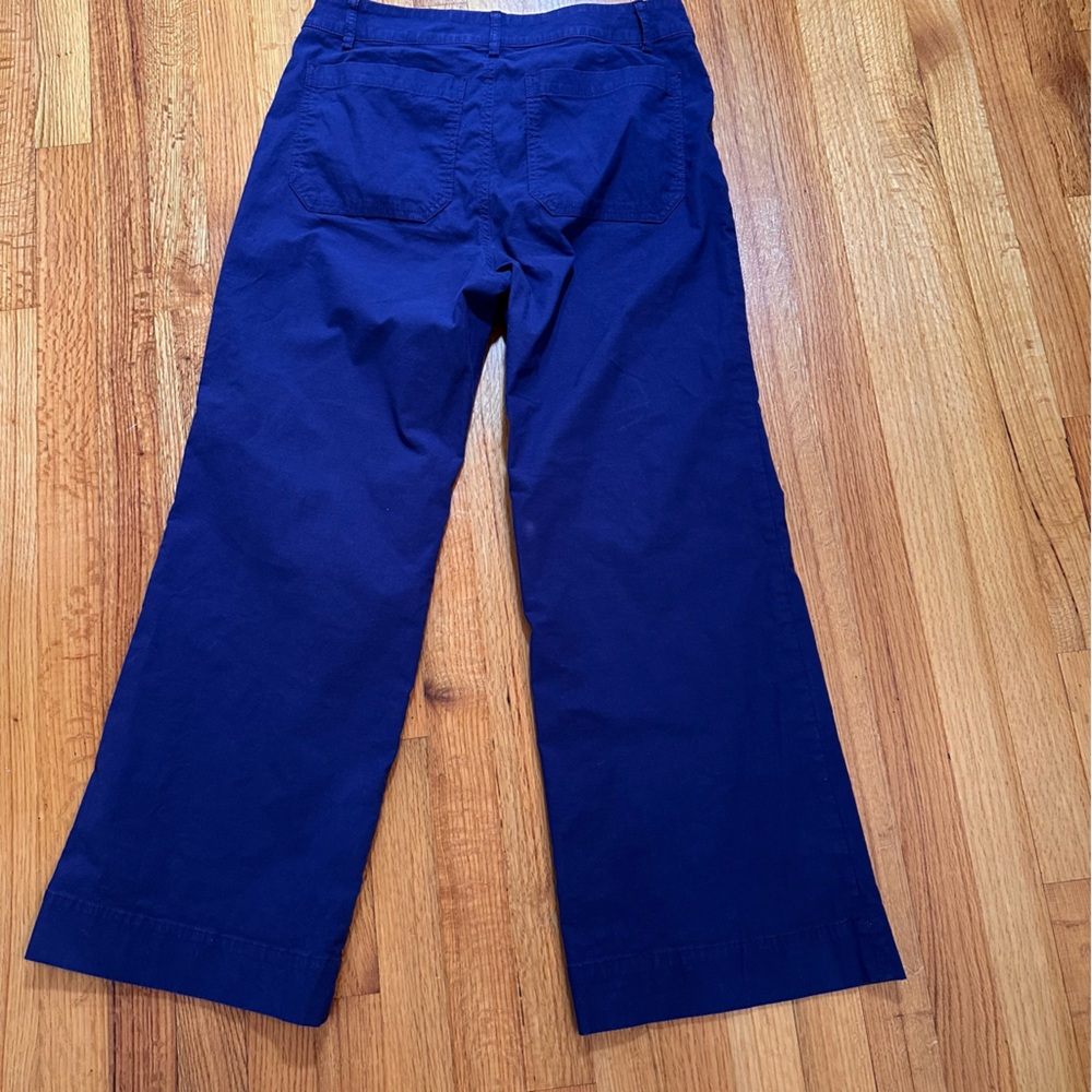J. Crew Wide Leg Pants Womens 30P Purple Cotton Linen Stretch Patch Pockets (d4) - Picture 4 of 12